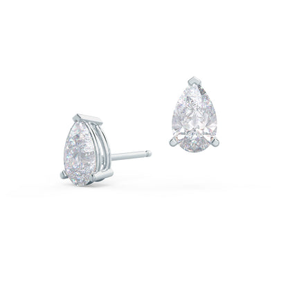 Solitaire Stud Earrings with 1.0 CT-3.0 CT Pear Cut Moissanite