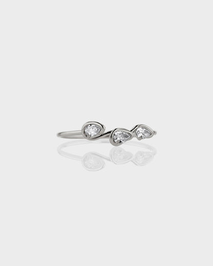 0.18 TCW Pear EF-VVS Diamond bezel Wedding Band