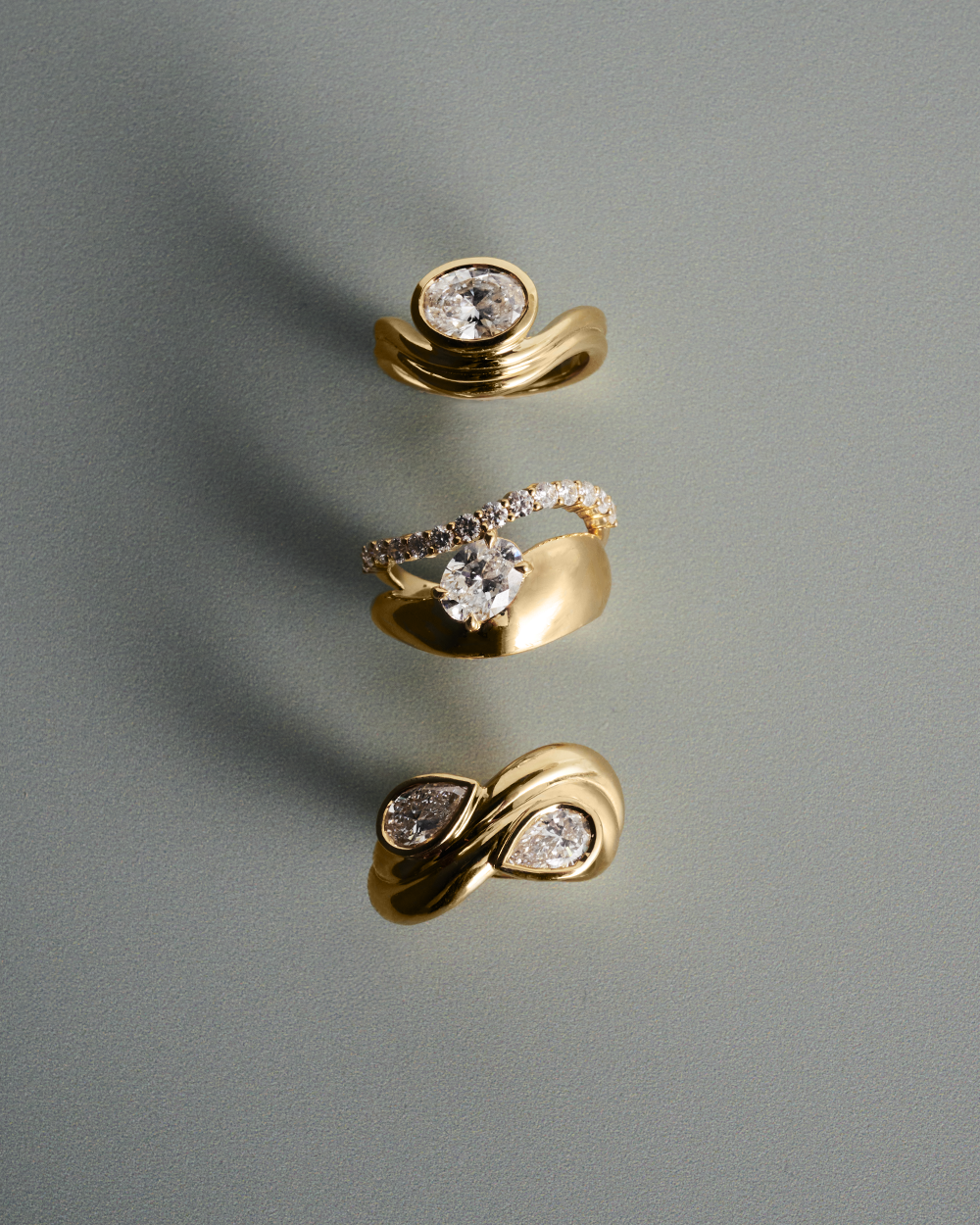 Monique- Oval Curved Signet Style Lab Grown Diamond Engagement Ring