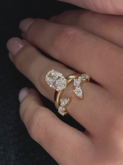 Margot- Oval Solitaire Signet Style Lab Grown Diamond Engagement Ring