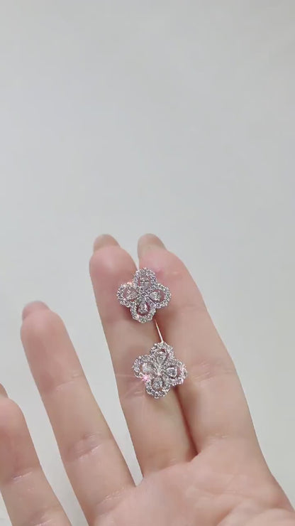 cluster Stud Earrings with 1.60 TCW Pear & Round Cut Moissanite