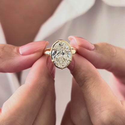 3.0-5.0 CT Oval cut Lab Grown Diamond bezel prong Engagement Ring