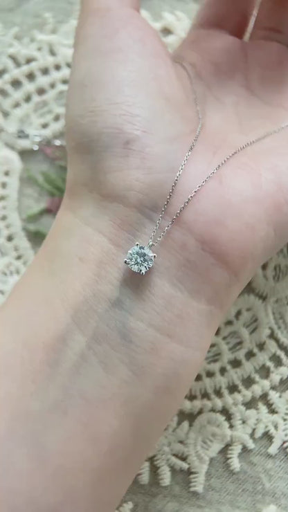 Solitaire Necklace with 1.0 TCW Round Cut Moissanite