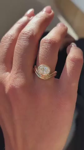 Monique- Oval Curved Signet Style Lab Grown Diamond Engagement Ring
