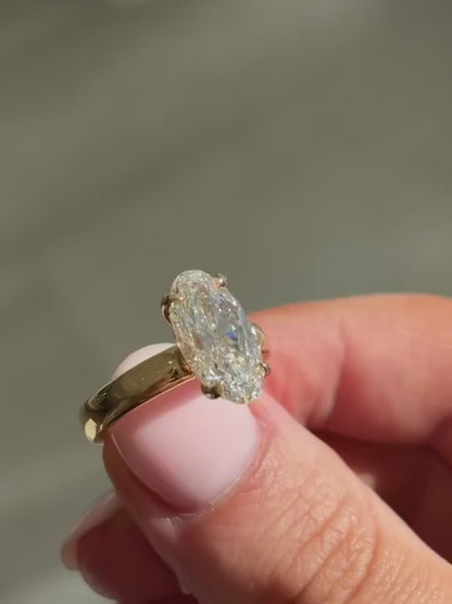 Margot- Oval Solitaire Signet Style Lab Grown Diamond Engagement Ring