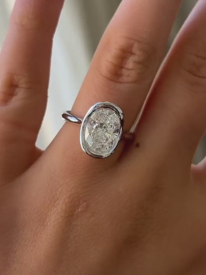 Vivienne- Oval Bezel Solitaire Style Lab Grown Diamond Engagement Ring