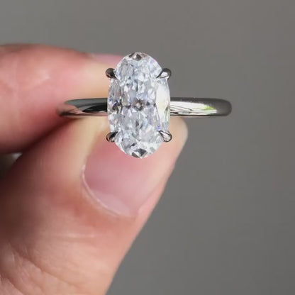 Solitaire Ring with 3.09 CT Elongated Oval Cut Moissanite