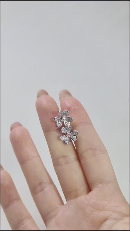 Leaf Stud Earrings with 0.10 TCW Round Cut Moissanite
