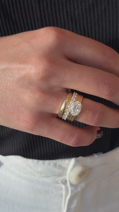 Seraphina- East West Oval Triple Pave Signet Style Lab Grown Diamond Engagement Ring