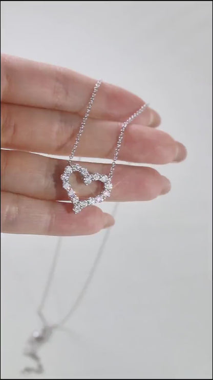 Heart Necklace with 1.01 TCW Round Cut Moissanite