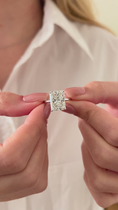 3.0-5.0 CT Radiant Cut Lab Grown Diamond solitaire Engagement Ring