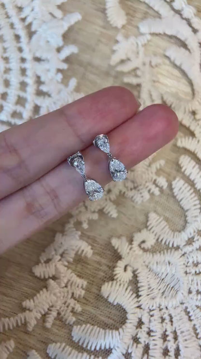 drop Stud Earrings with 2.0 TCW Pear Cut Moissanite
