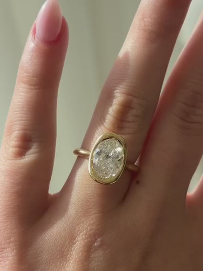 Vivienne- Oval Bezel Solitaire Style Lab Grown Diamond Engagement Ring