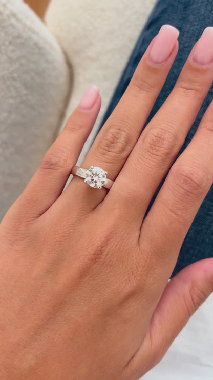 1.0-3.0 CT Round Cut Lab Grown Diamond solitaire Engagement Ring
