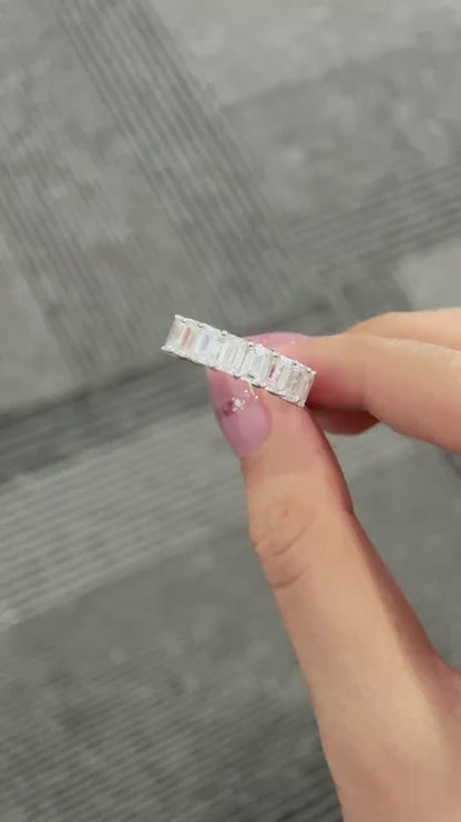 4.1 TCW Emerald Half Eternity Lab Grown Diamond Wedding Band