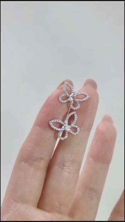 butterfly Stud Earrings with 0.50 TCW Round Cut Moissanite