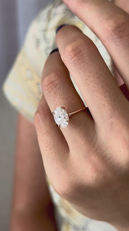 1.0-3.0 CT Oval cut Lab Grown Diamond Solitaire Engagement Ring