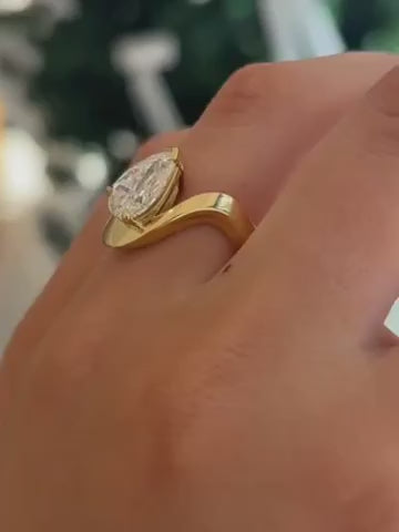 Lucette- Pear Unique Style Lab Grown Diamond Engagement Ring