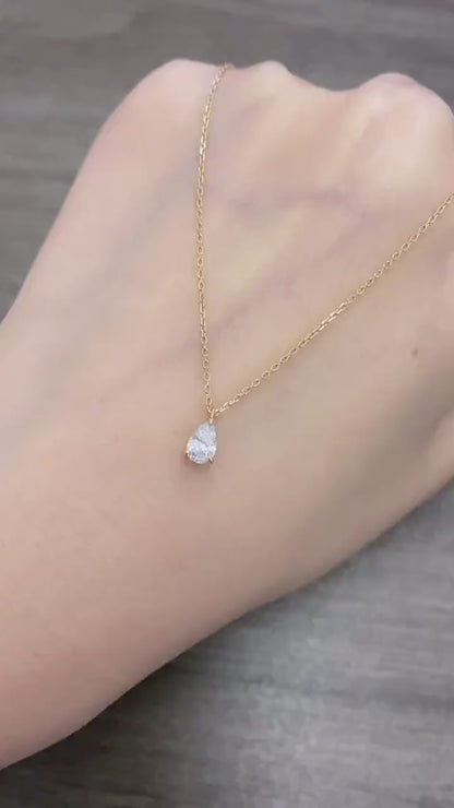Solitaire Necklace with 0.30 TCW Pear Cut Moissanite
