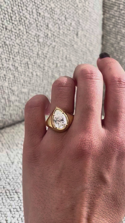 Juliette- Pear Signet Style Lab Grown Diamond Engagement Ring