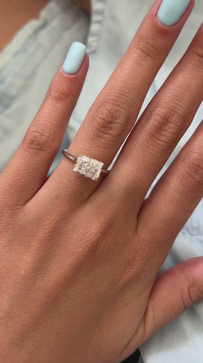 1.0-3.0 CT east-west Radiant Cut Lab Grown Diamond cathedral Engagement Ring