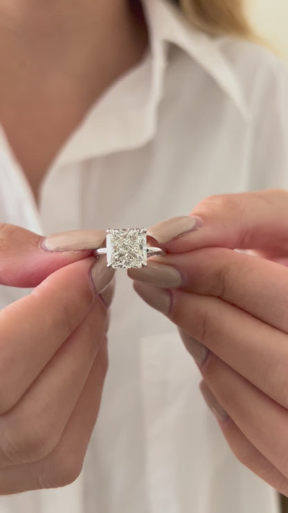 3.0-5.0 CT Square Radiant Lab Grown Diamond Solitaire Engagement Ring