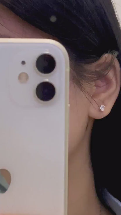 Solitaire Stud Earrings with 0.4 TCW Oval  Cut Moissanite