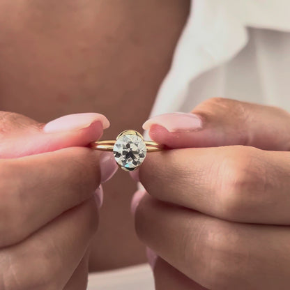 1.0-3.0 CT Round Cut Lab Grown Diamond half bezel Engagement Ring