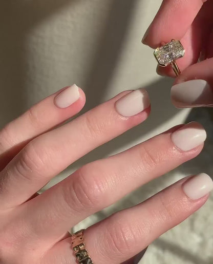 Half Bezel Ring with 1.50 CT Radiant Cut Moissanite