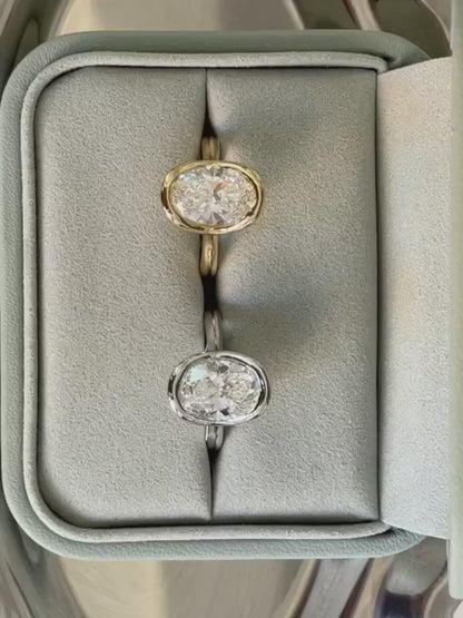 Vivienne- Oval Bezel Solitaire Style Lab Grown Diamond Engagement Ring