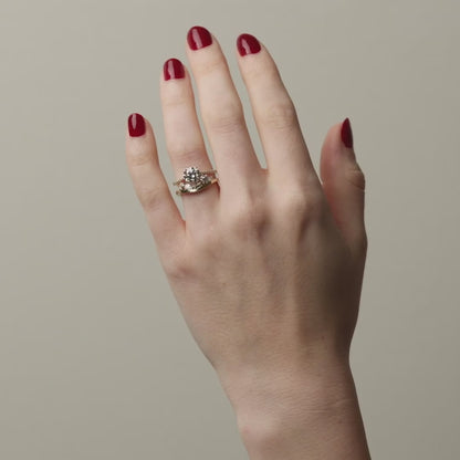 Meadow- Round & Pear Cluster Curved Lab Grown Diamond Wedding Band