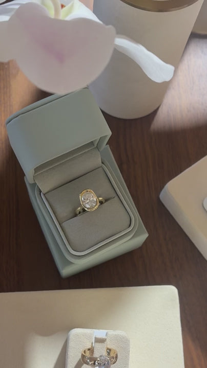 Vivienne- Oval Bezel Solitaire Style Lab Grown Diamond Engagement Ring