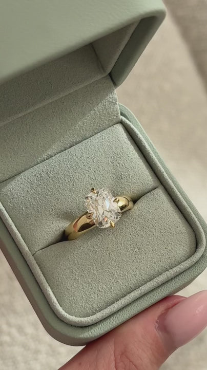 Giselle- Old Mine Elongated Cushion Compass Prong Solitaire Style Lab Grown Diamond Engagement Ring