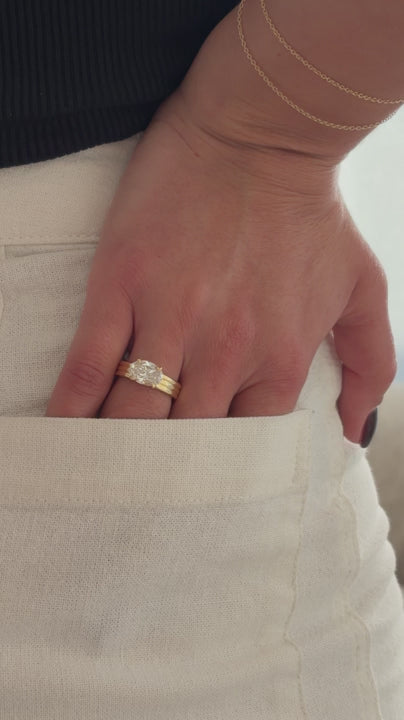 Seraphina- East West Oval Triple Pave Signet Style Lab Grown Diamond Engagement Ring