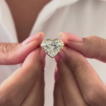3.0-5.0 CT Heart cut Lab Grown Diamond bezel Engagement Ring