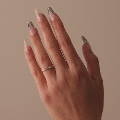 Linnea- Round & Pear Wave Lab Grown Diamond Wedding Band