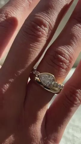 Nadine- Pear Attach Double Band Style Lab Grown Diamond Engagement Ring