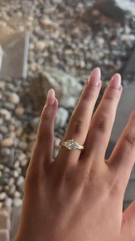Solene- East West Oval Matt Finish Solitaire Signet Style Lab Grown Diamond Engagement Ring