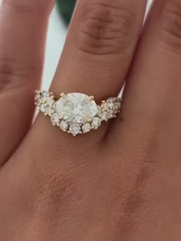 Ines- East West Oval Round Style Lab Grown Diamond Engagement Ring