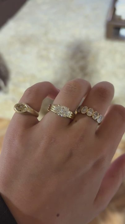 Seraphina- East West Oval Triple Pave Signet Style Lab Grown Diamond Engagement Ring