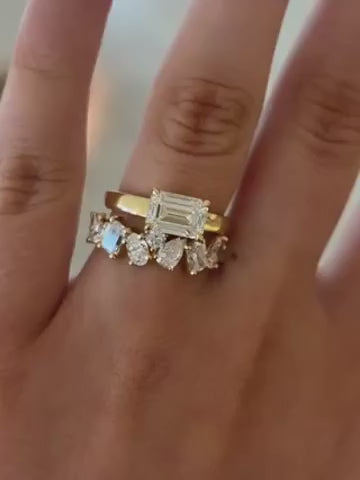 Delphine- East West Emerald Solitaire Style Lab Grown Diamond Engagement Ring