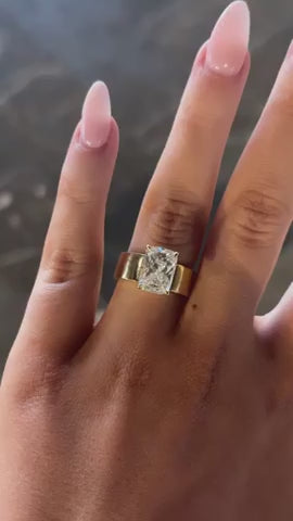 Estelle- Elongated Cushion Bold Signet Style Lab Grown Diamond Engagement Ring