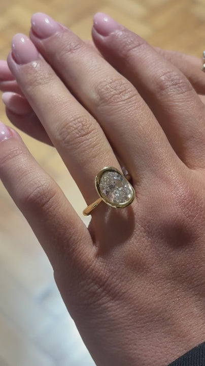Vivienne- Oval Bezel Solitaire Style Lab Grown Diamond Engagement Ring