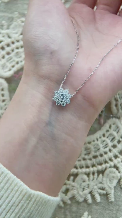 Halo Necklace with 1.0 TCW Round Cut Moissanite