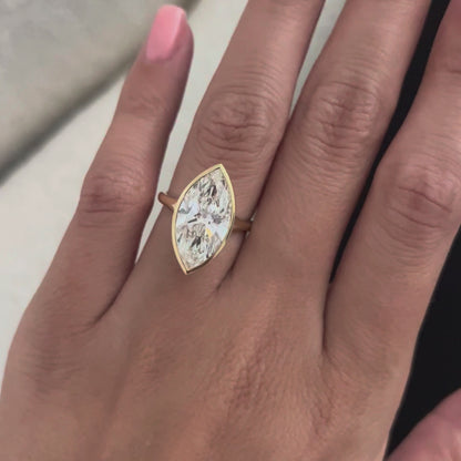 1.0-3.0 CT Marquise cut Lab Grown Diamond bezel Engagement Ring