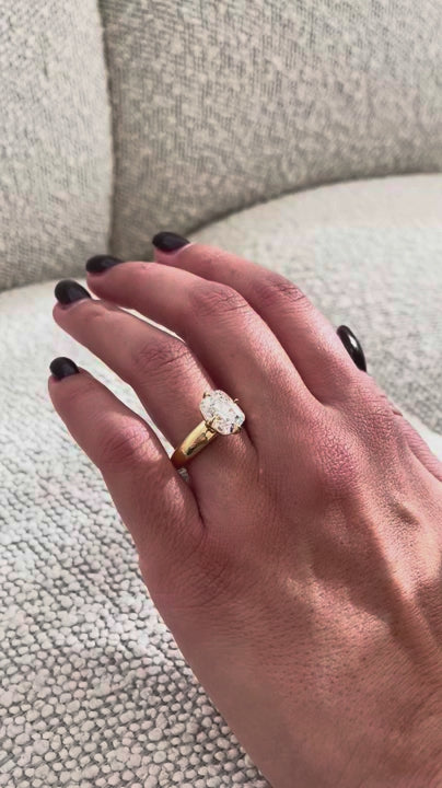 Giselle- Old Mine Elongated Cushion Compass Prong Solitaire Style Lab Grown Diamond Engagement Ring