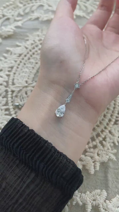 Teardrop Necklace with 1.01 TCW Pear Cut Moissanite