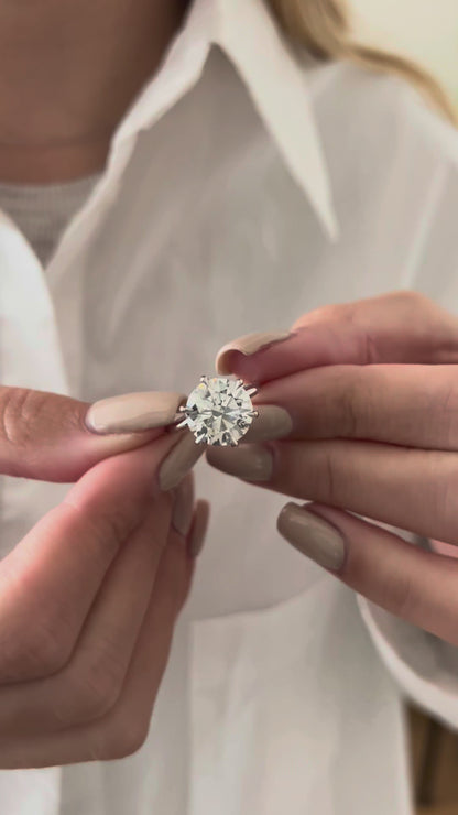1.0-3.0 CT Round Cut Lab Grown Diamond solitaire Engagement Ring