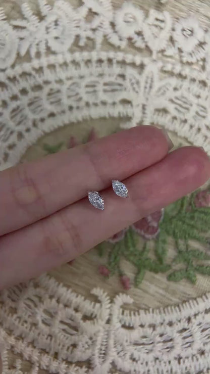 Solitaire Stud Earrings with 0.60 TCW Marquise Cut Moissanite