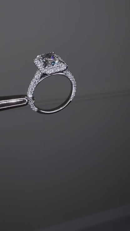 Halo Ring with 3.0 CT Radiant Cut Moissanite